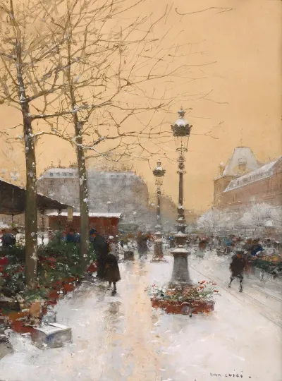Marche Aux Fleurs Sous La Neige