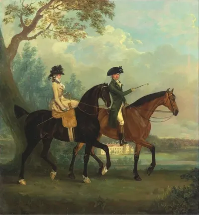 Marcia Pitt And Her Brother George Pitt Later 2nd Baron Rivers Riding In The Park At Stratfield Sa