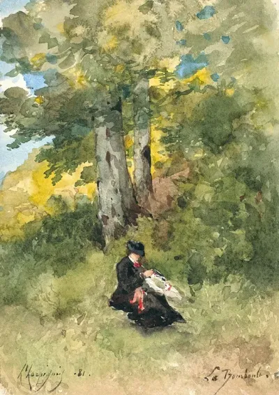 Marguerite Cousant Dans Un Paysage Arbore