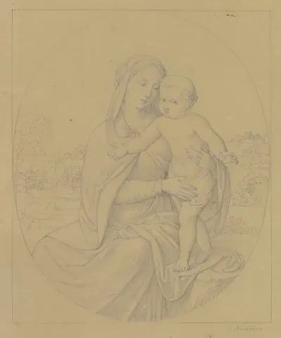 Maria Mit Dem Jesuskind In Einer Landschaft