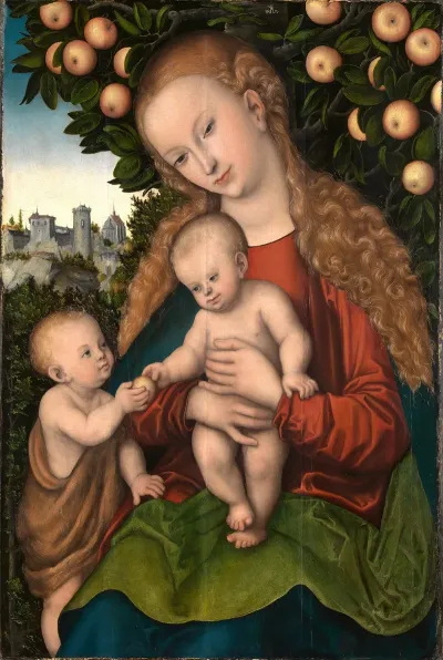 Maria Mit Dem Kind Und Dem Johannesknaben Unter Dem Apfelbaum