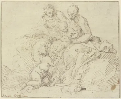 Maria Und Elisabeth Mit Dem Jesuskind Und Dem Johannesknaben