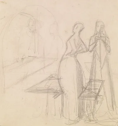 Mariana Figure Sketch And Sketch Of A Woman Folding Cloth