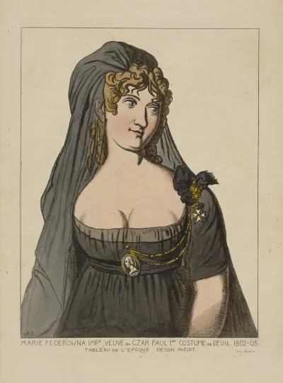 Marie Federowna Impe Veuve Du Czar Paul 1er Costume De Deuil 1802 05 Tableau De Lepoque