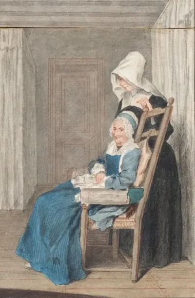 Marie Louise Petit At The Age Of 105 With Her Young Nurse
