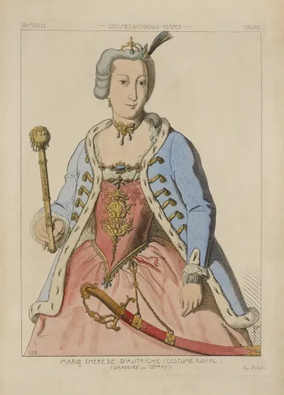 Marie Therese Dautriche Costume Royal Gravure Du Temps Xviiie Siecle Costumes Nationaux Femmes Hongrie