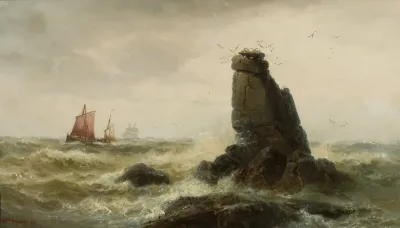 Marine Landscape With Sail Boats