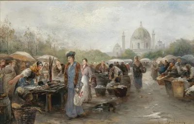 Market Before The Church Of St Charles Vienna