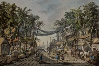 Market Scene In An Imaginary Oriental Port