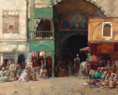 Marketplace At The Entrance To A Bazaar Constantinople