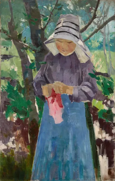 Markische Sommerlandschaft Mit Bauerin