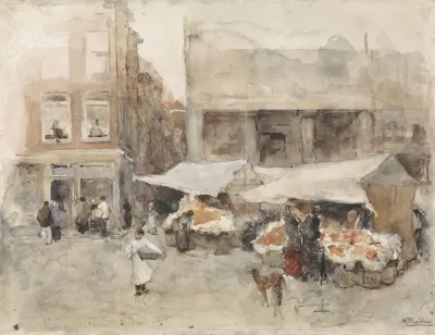 Markt Met Bloemenstalletjes