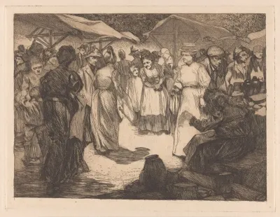 Marktscene Met Mannen En Vrouwen 4