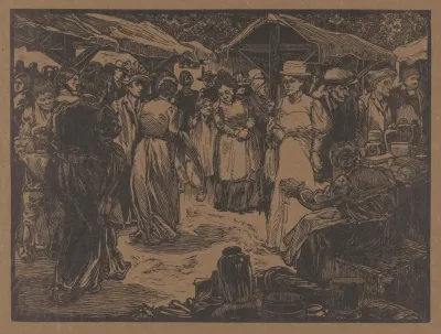 Marktscene Met Mannen En Vrouwen