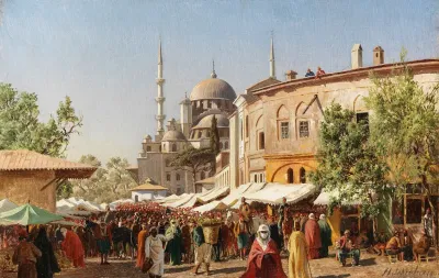 Marktstrase In Konstantinopel Mit Hagia Sophia