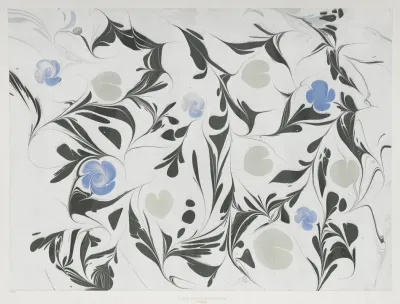 Marmorpapier Mit Bluten Und Herzformigen Blattern