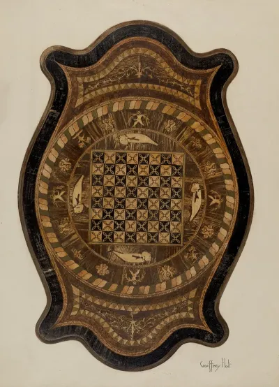Marquetry Table Showing Inlay Top