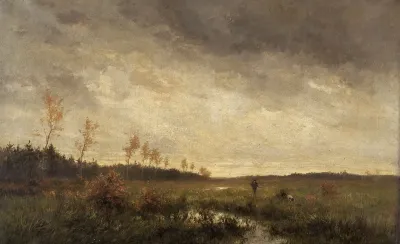 Marshland Landscape With A Hunter