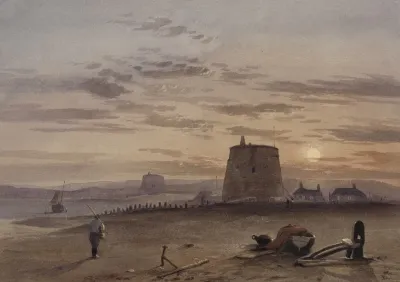 Martello Tower At St Leonards Against Setting Sun