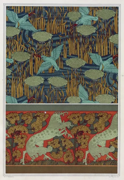 Martins Pecheurs Et Butome En Ombelle Papier Peint Chevaux Et Arbres Bordure