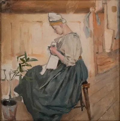 Mary Gallen Sewing In A Carelian Home