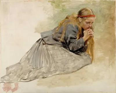 Mary Magdalene Kneeling Study For The Christ And Mary Magdalene