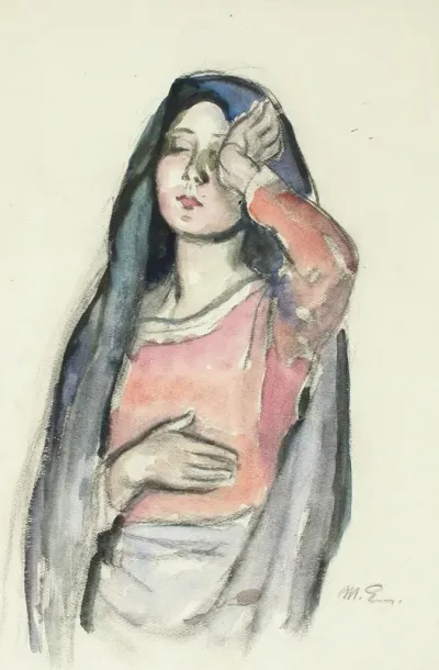 Mary Sketch For The Stained Glass Window Ave Maria In Pori Church