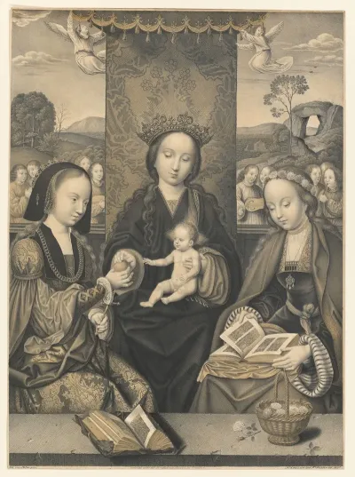 Mary With Child And Two Female Saints