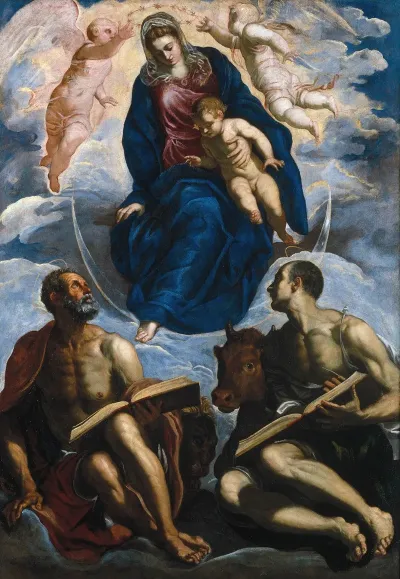 Mary With The Child Venerated By St Marc And St Luke