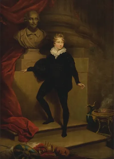 Master Betty As Hamlet Before A Bust Of Shakespeare