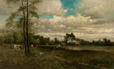 Meadow With Grazing Cattle