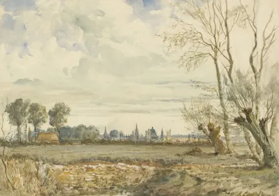 Meadows With A Distant View Of Oxford