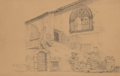 Medieval Building In Genazzano With A Window Decorated With Tracery