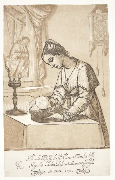Meditating Woman With A Skull