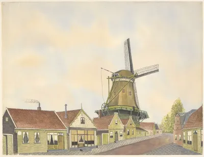 Meelmolen De Dood En Houten Huizen Aan De Lagedijk
