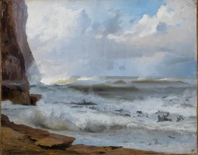 Meeresstudie Bei Etretat Mit Felskuste Zur Linken