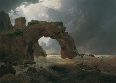 Meeressturm Beim Arco Di Miseno Bei Miliscola Mit Blick Gegen Nisida