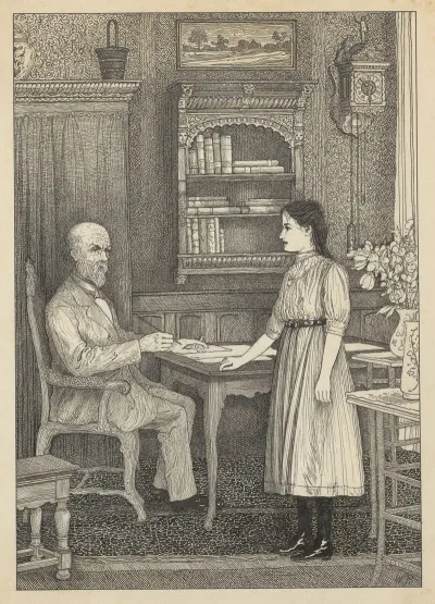 Meisje En Schrijvende Man Bij Een Tafel