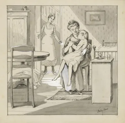 Meisje Zit Op Schoot Bij Een Vrouw In Een Slaapkamer 2