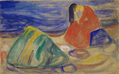 Melancholy Weeping Woman On The Beach