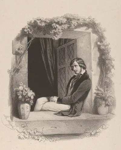 Melancholy Young Man With Folded Hands Sitting On Window Sill