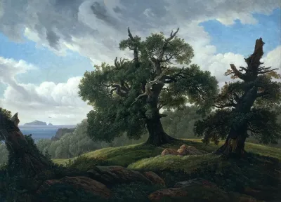 Memory Of A Wooded Island In The Baltic Seaoak Trees By The Sea