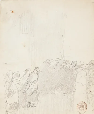 Men And Women Looking Out To Sea Cullercoats England