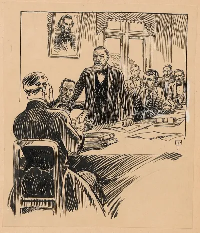 Men Are Holding A Meeting Around A Long Table