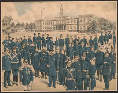 Men In Military Uniforms In Front Of Government Building