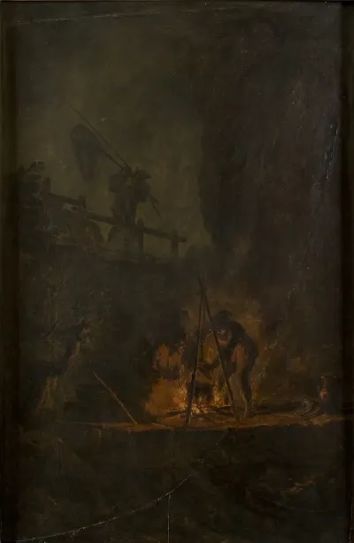 Men Near A Fire In The Mountains