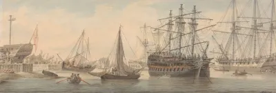 Men Of War And Other Shipping On The Thames Most Probably At Deptford