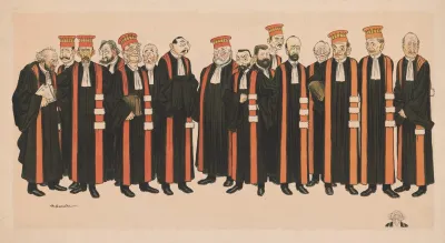 Men Standing In Robes With Orange Sashes And Hats Facing Forward 2