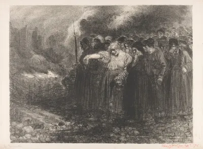 Menigte Aan De Rand Van Een Verwoeste Stad