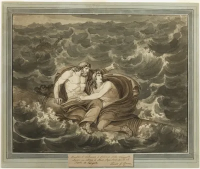 Mentor And Telemachus Having Survived The Storm Are Spirited To The Island Of Calypso On A Mast From The Adventures Of Telemachus Book 6